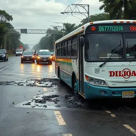 ônibus derrama óleo na brasilândia
